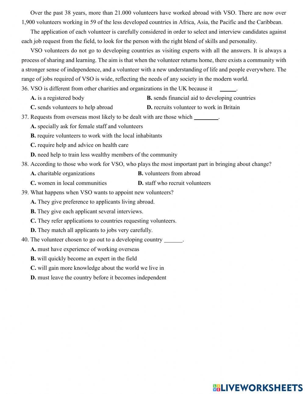 Grade 10-11 Volunteers