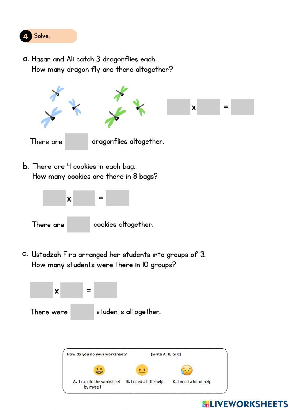 Assessment of Multiplying by 3 and 4
