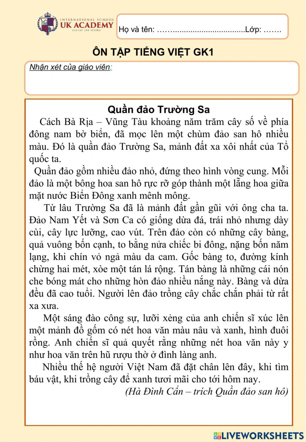 Tiếng Việt 5 - Ôn tập GK1