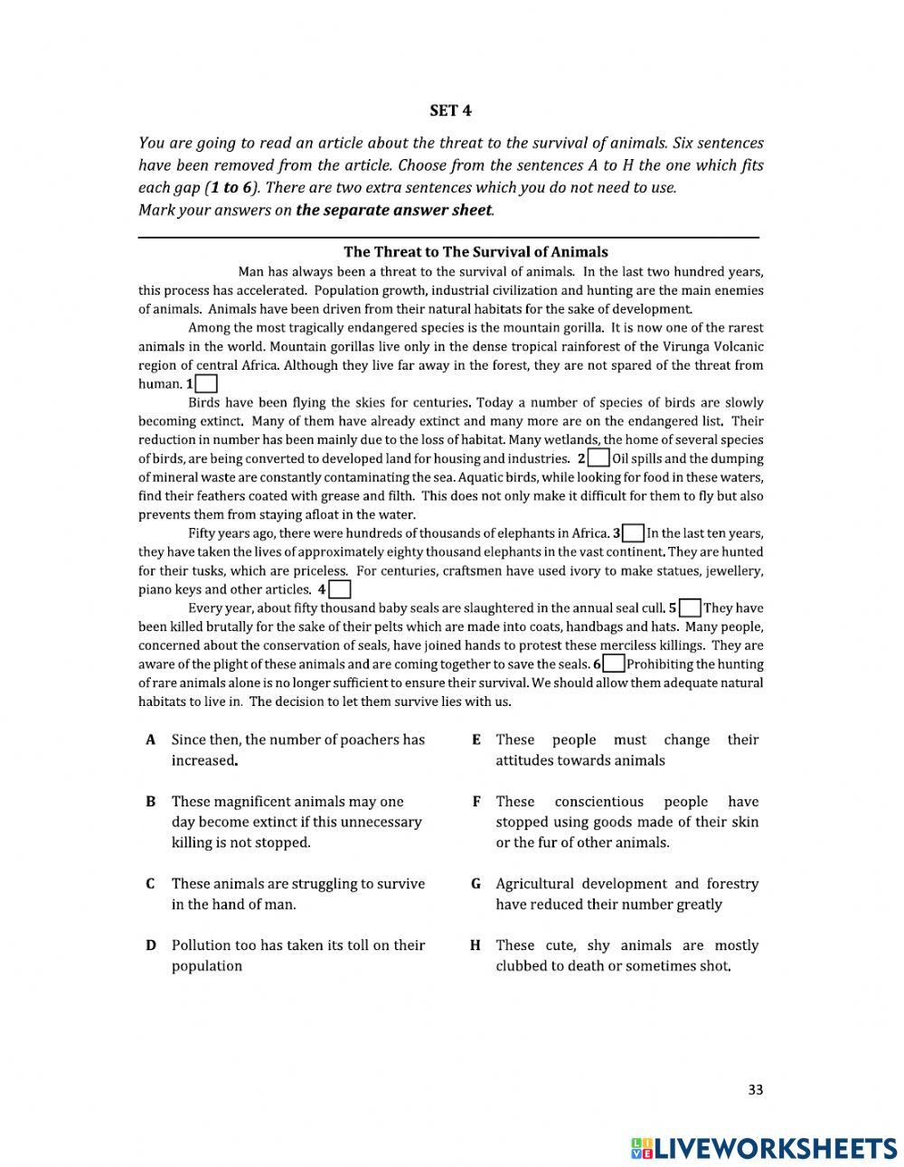 Gapped Text & Information Transfer Practice