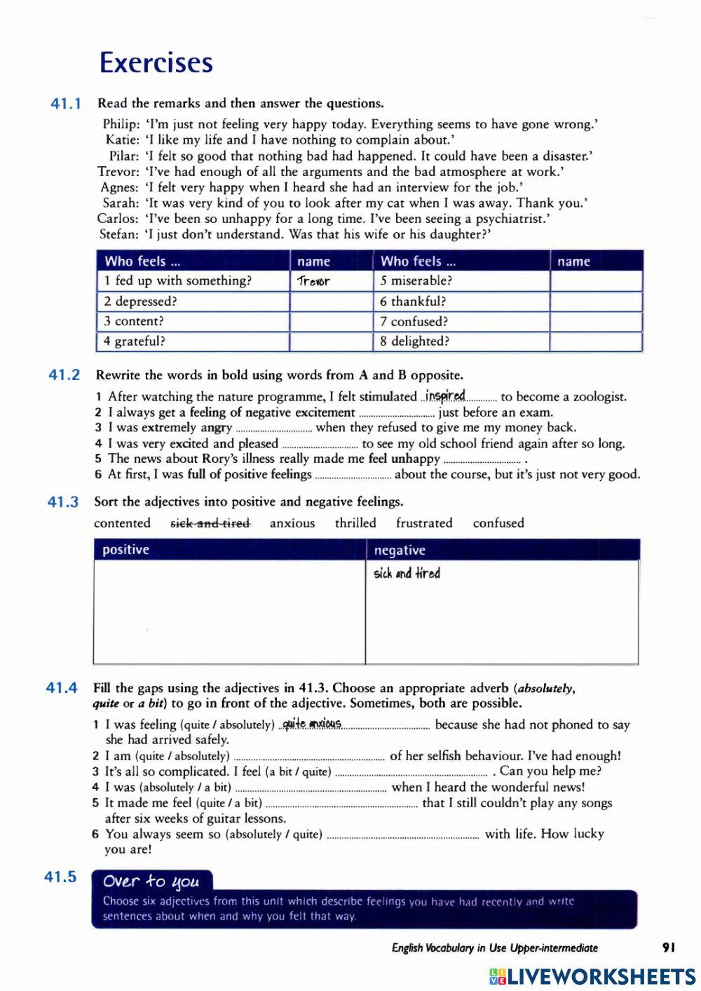 Pleasant and unpleasant feelings