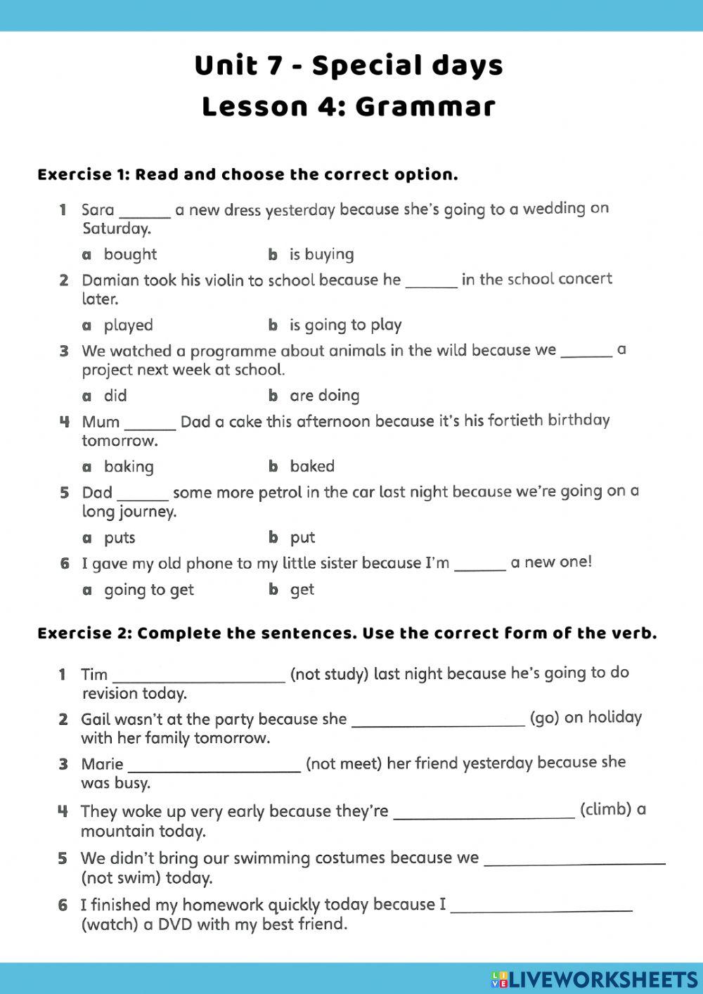 Past simple - Future tense