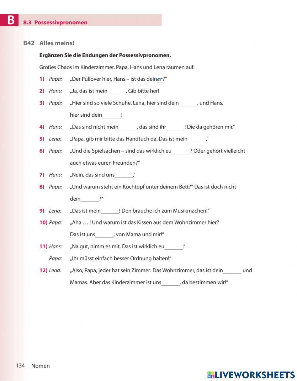 Indefinit- und Possessivpronomen (4)