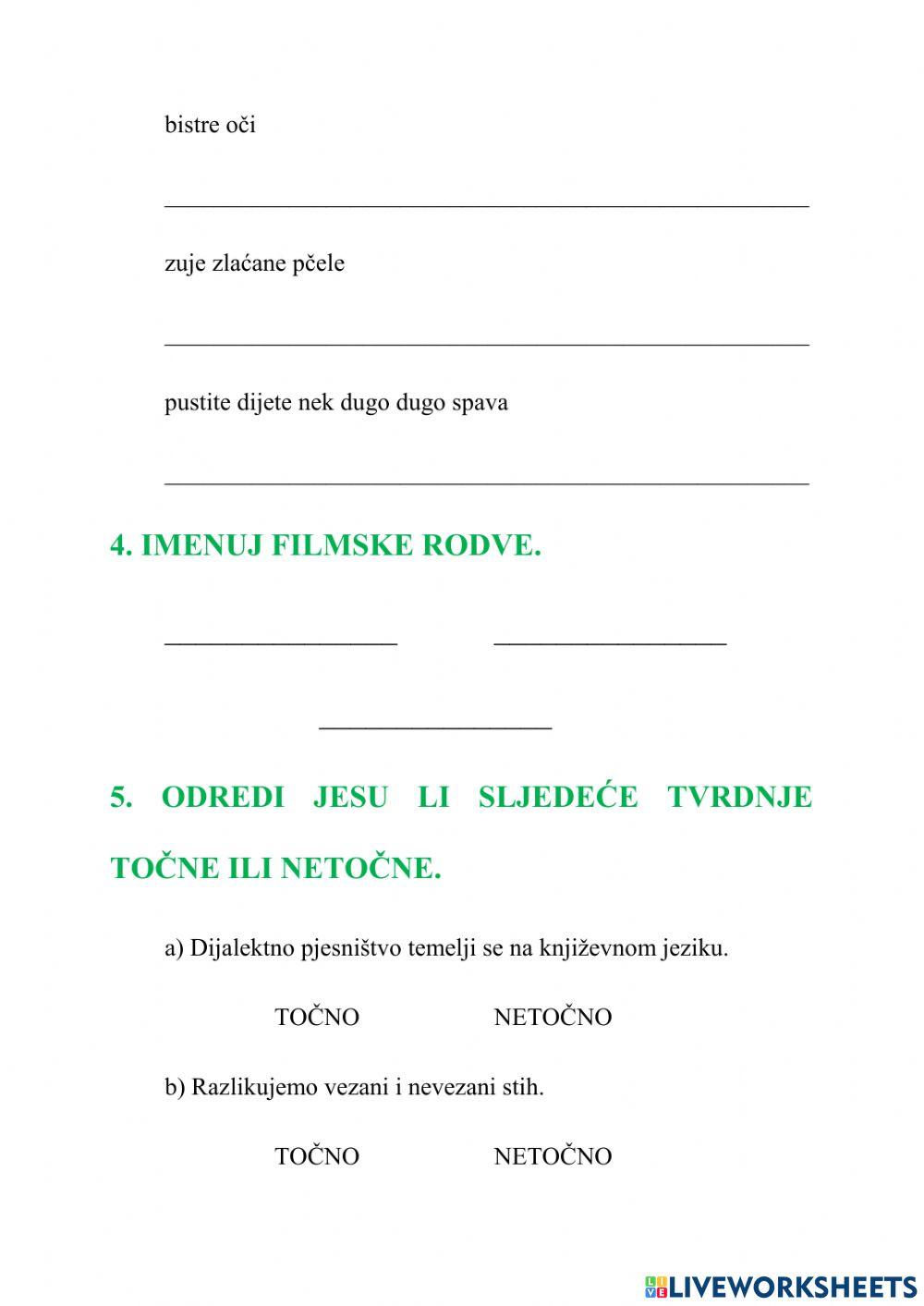 Ponavljanje za ispit iz književnosti - 7.