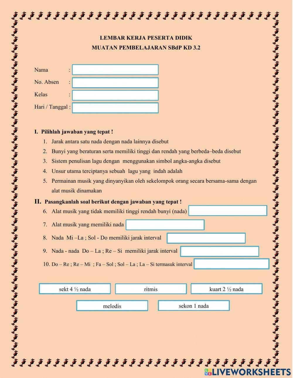 Lembar Kerja Peserta Didik SBdP KD 3.2