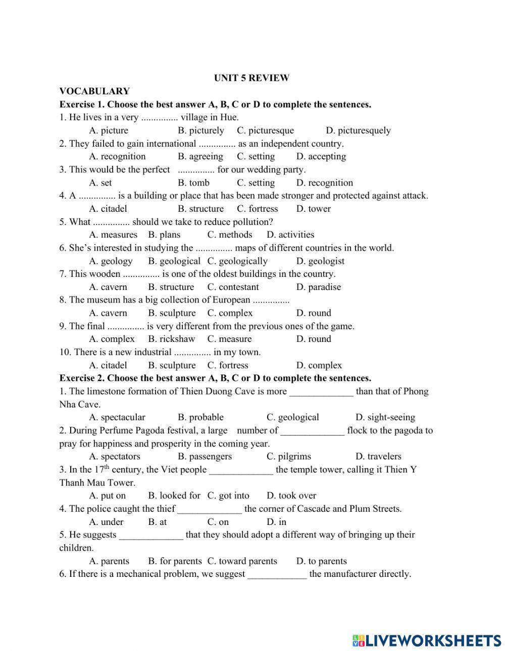 Grade 9 unit 5 review