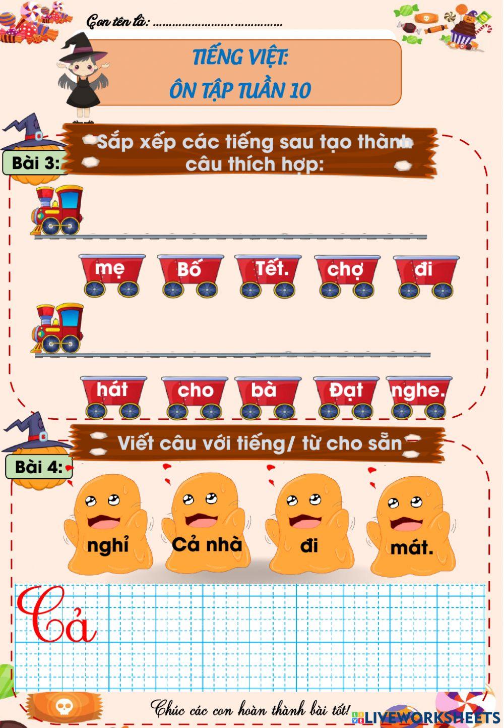 Ôn tập cuối tuần 10