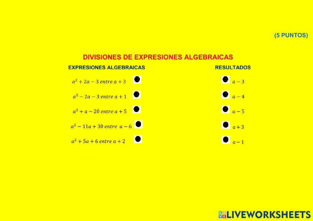 Multiplicaciones y divisiones de expresiones algebraicas