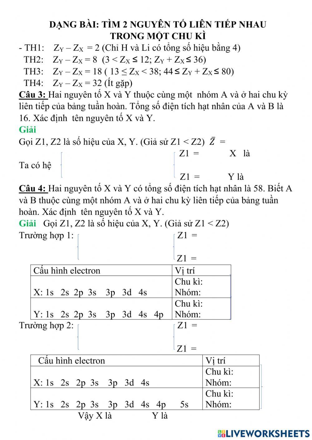 Dạng bài: Xác định 2 nguyên tố liên tiếp