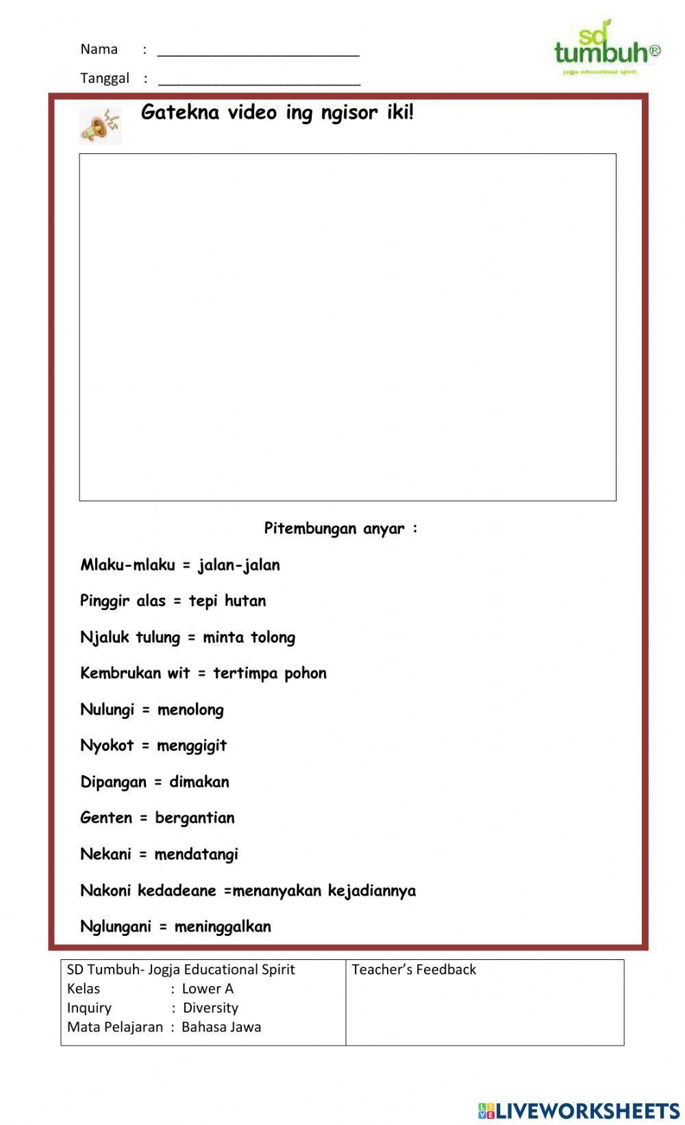 Bahasa Jawa-Dongeng Kebo lan Baya-Isian singkat