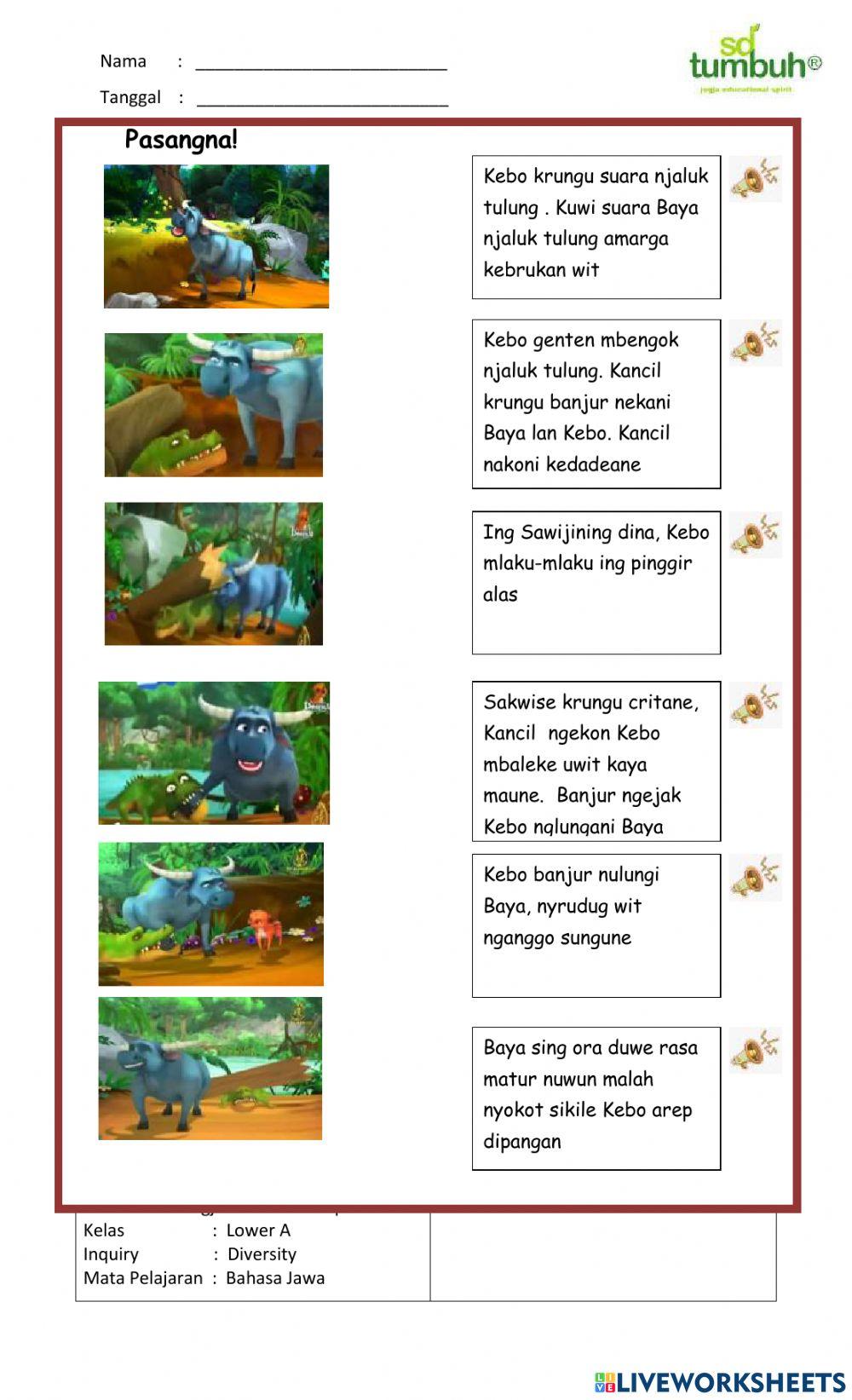 Bahasa Jawa-Dongeng Kebo lan Baya-Isian singkat