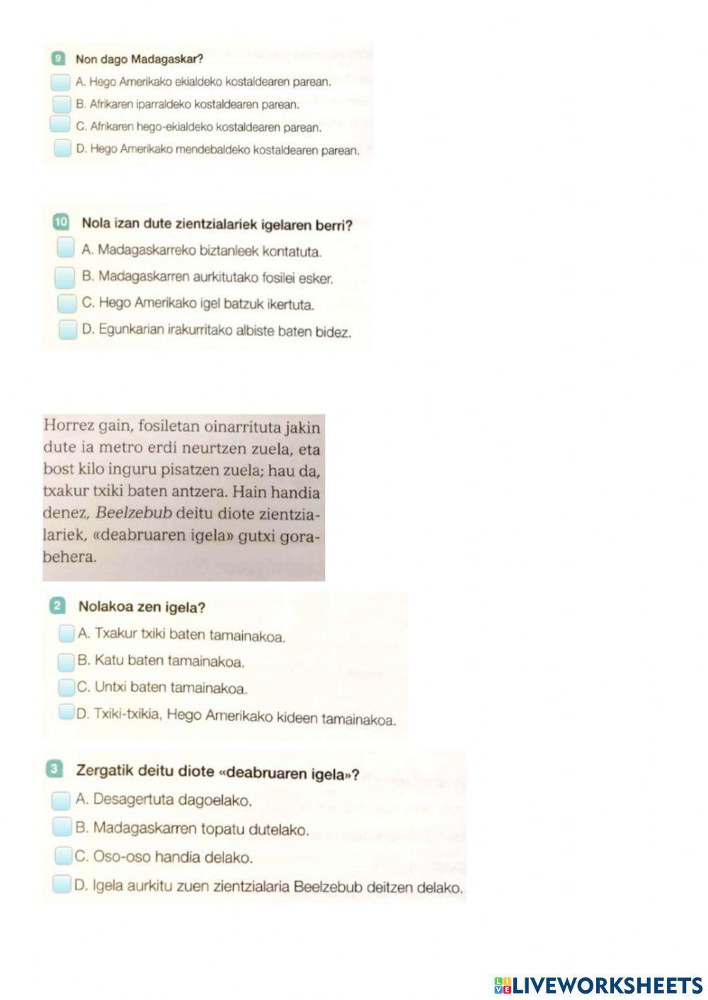 Igel erraldoia Madagaskarren (moldatua)