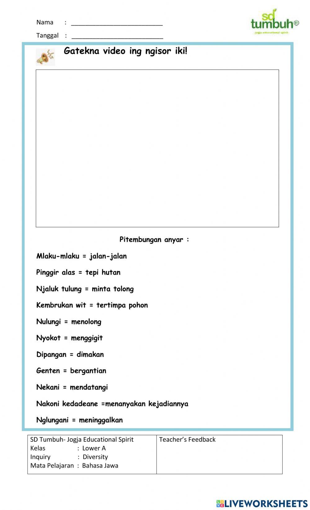 Bahasa Jawa-Dongeng Kebo Lan Baya-Essay