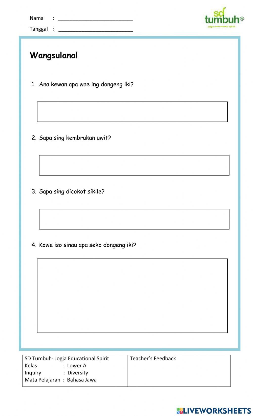 Bahasa Jawa-Dongeng Kebo Lan Baya-Essay