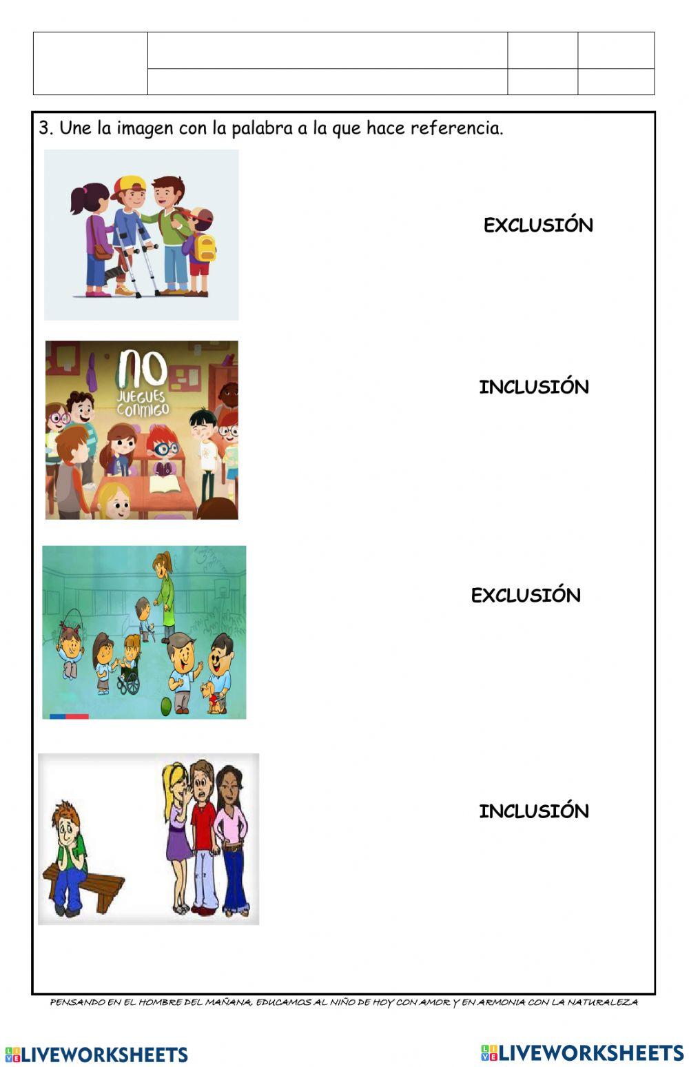 INCLUSION Y EXC… | Free Interactive Worksheets | 3489777