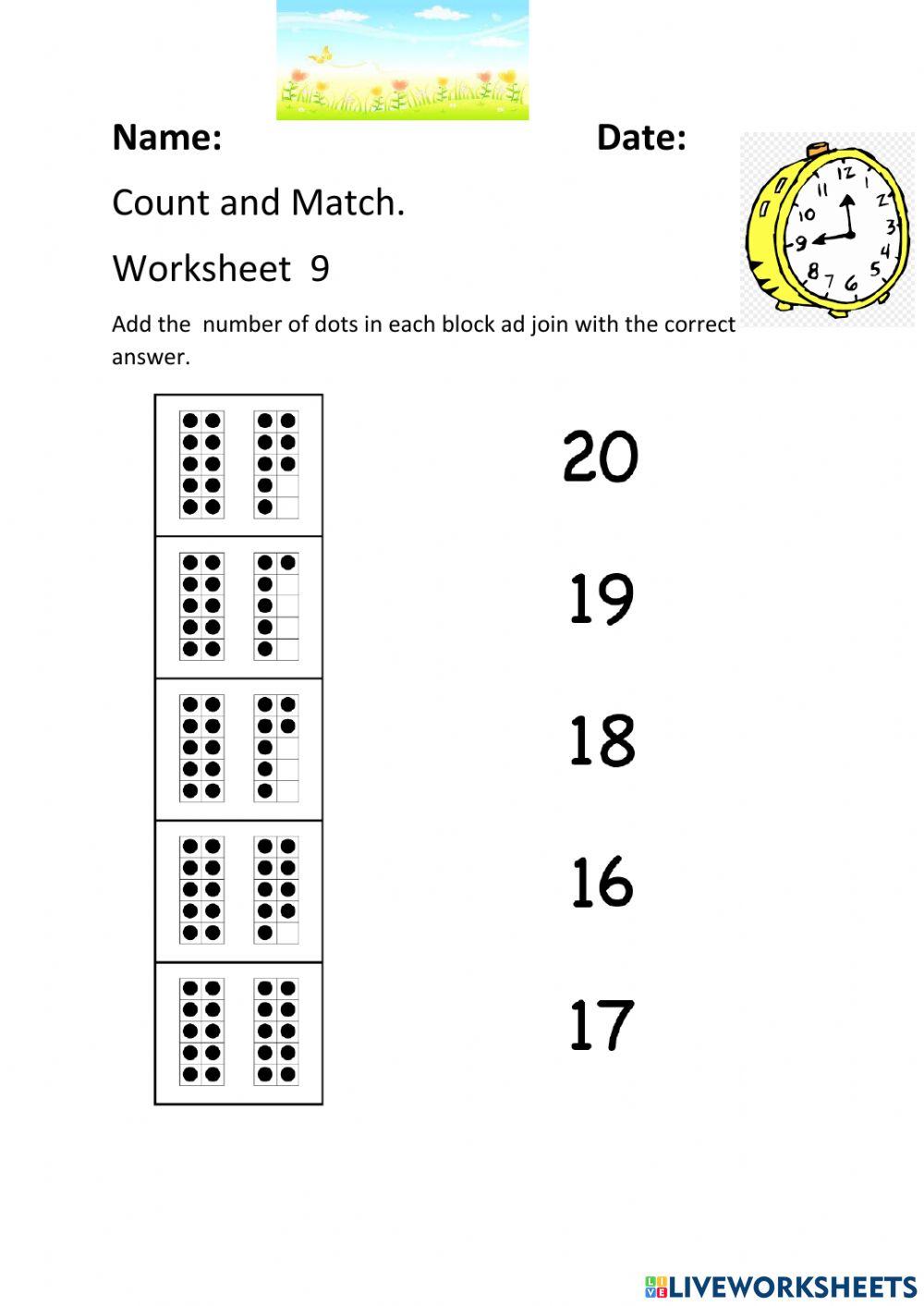 Count and Match worksheet 9