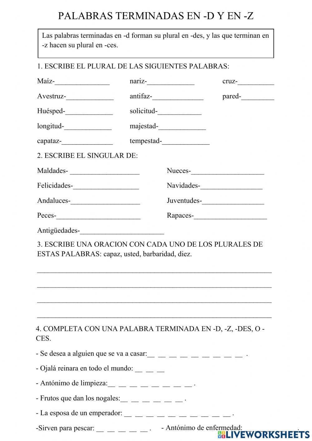 Plurales con z