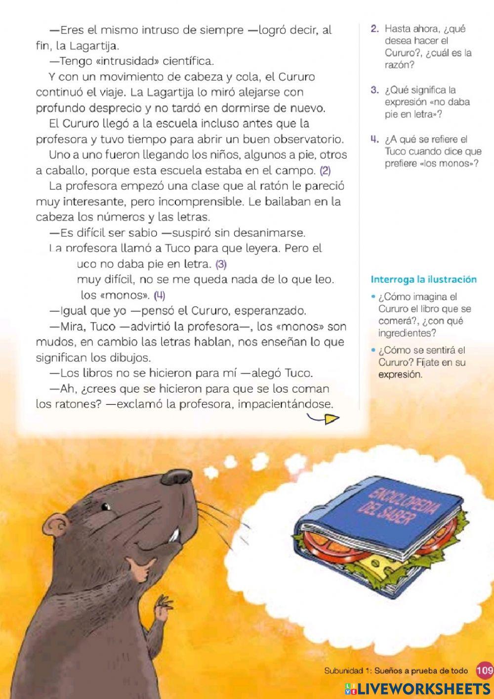 El cururo incomprendido-Tarea Lenguaje