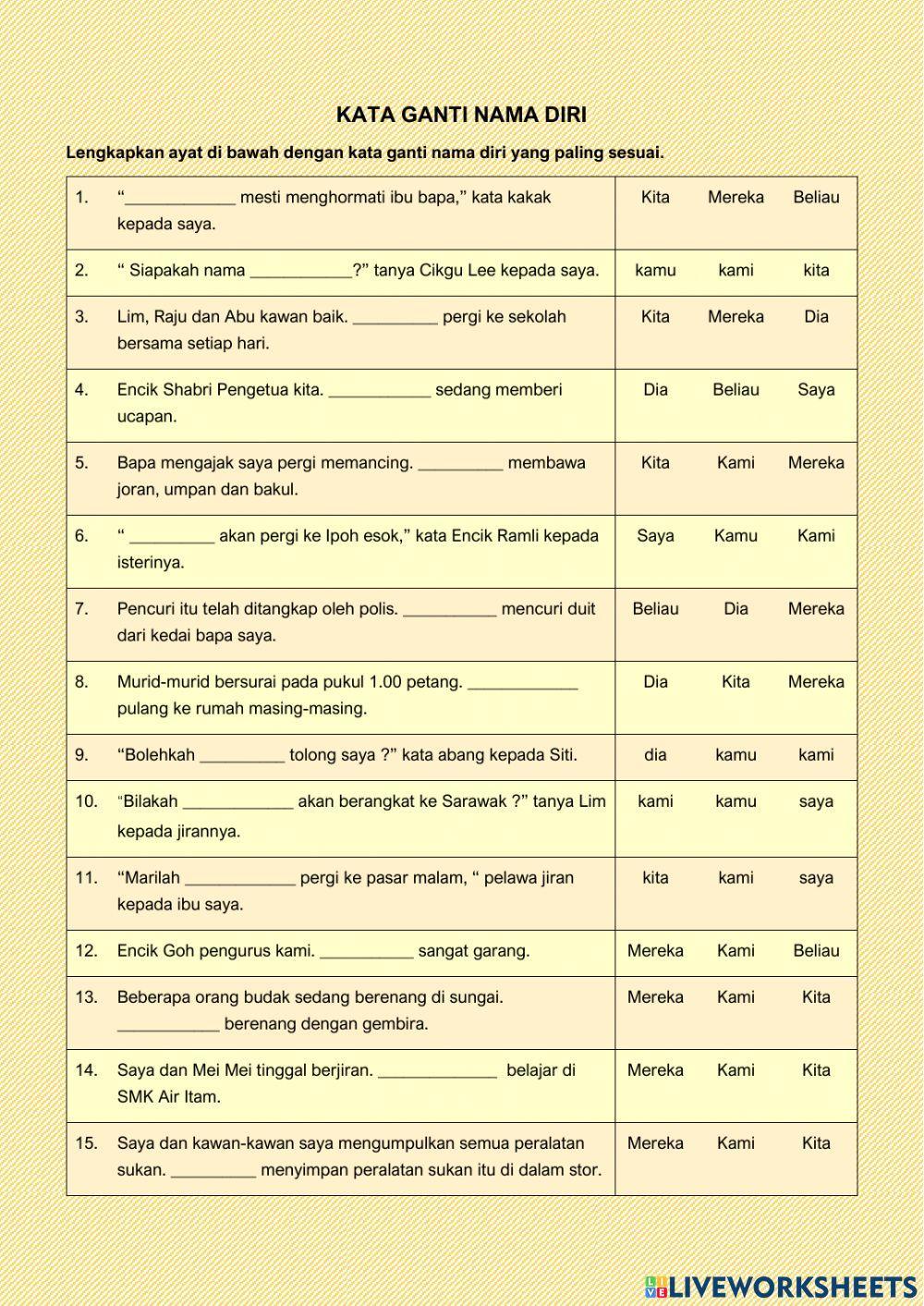 Kata Ganti Nama Diri