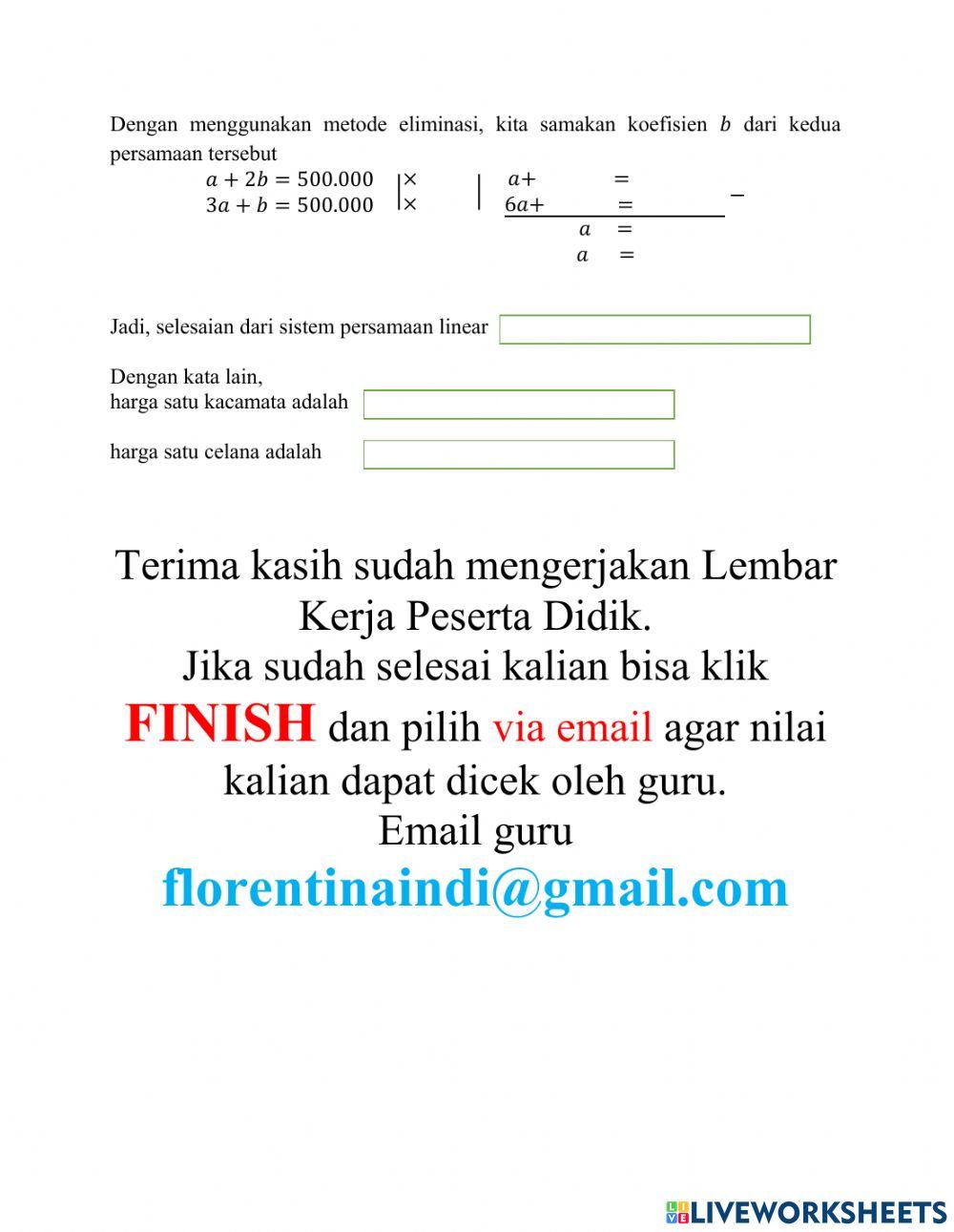 Sistem Persamaan Linear Dua Variabel