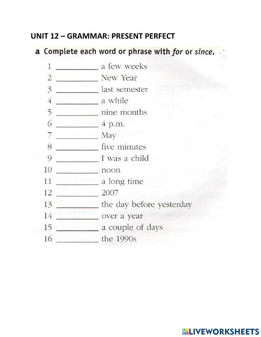 ENGLISH 2- UNIT 12 EXERCISE