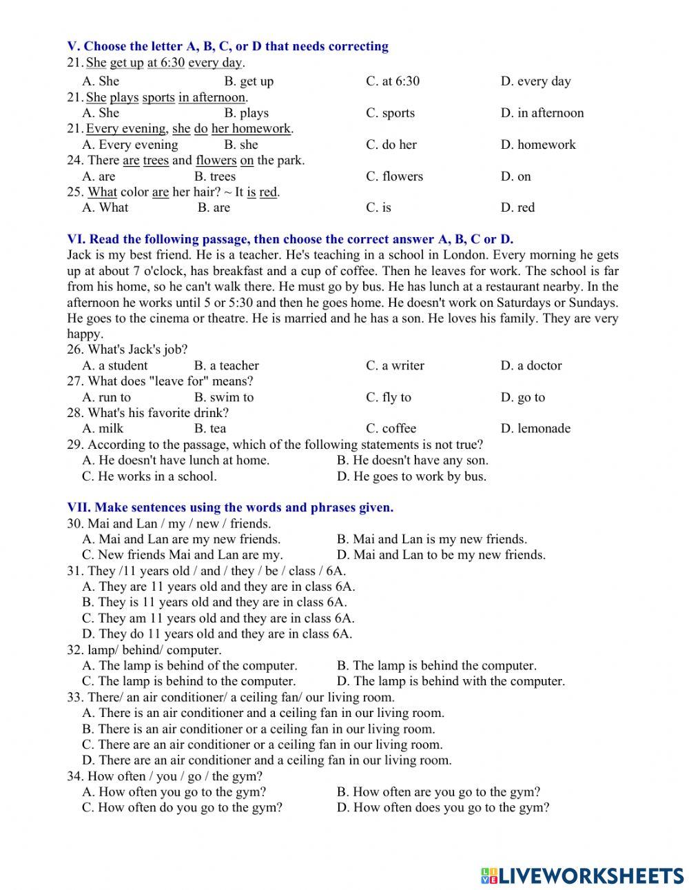 Tieng anh lop 6 Smart World 1st Mid-test 