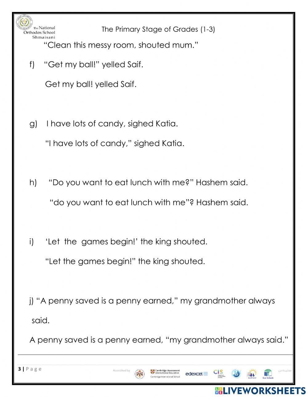Grammar Revision Grade 3
