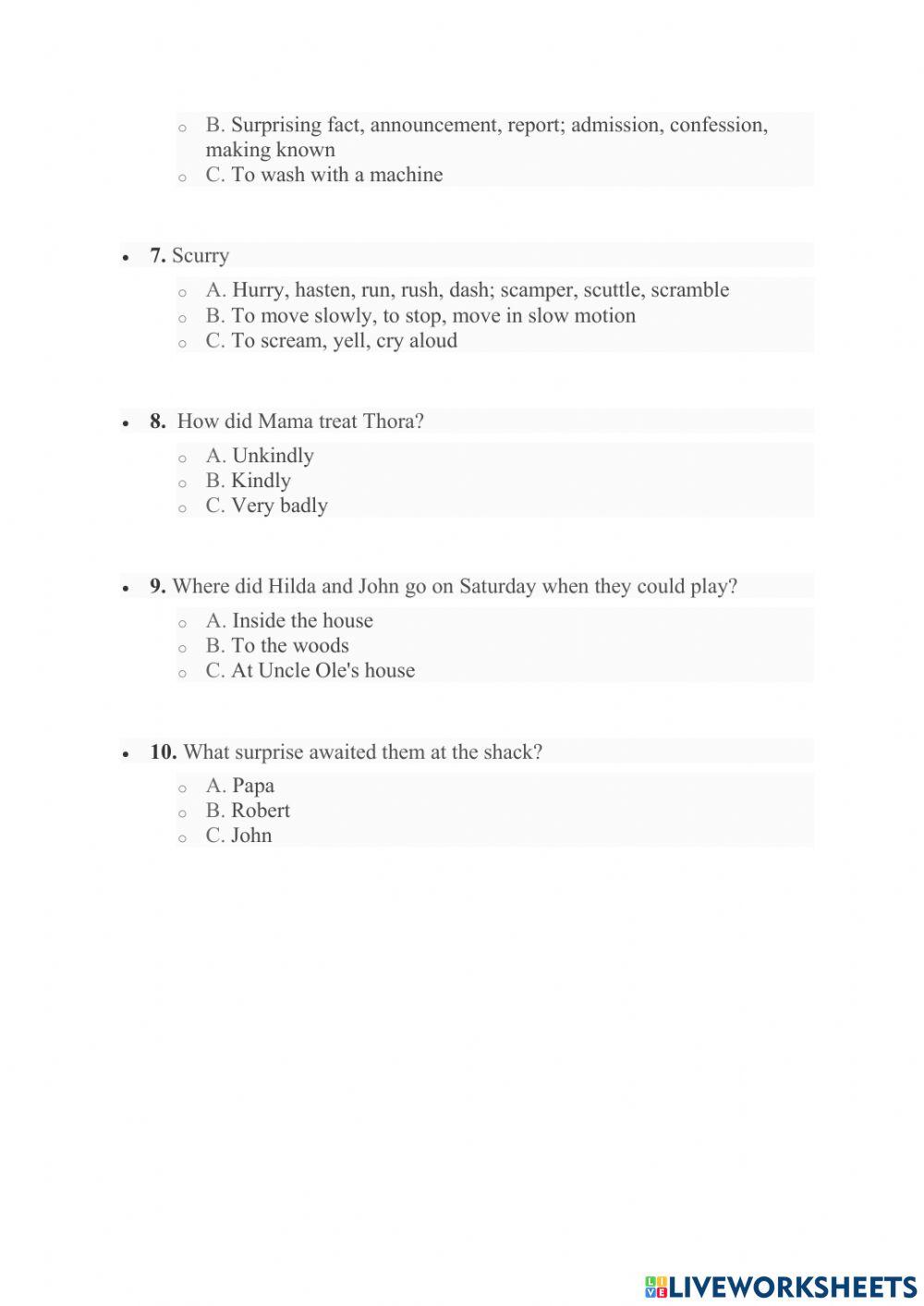 READING COMPR online exercise for | Live Worksheets
