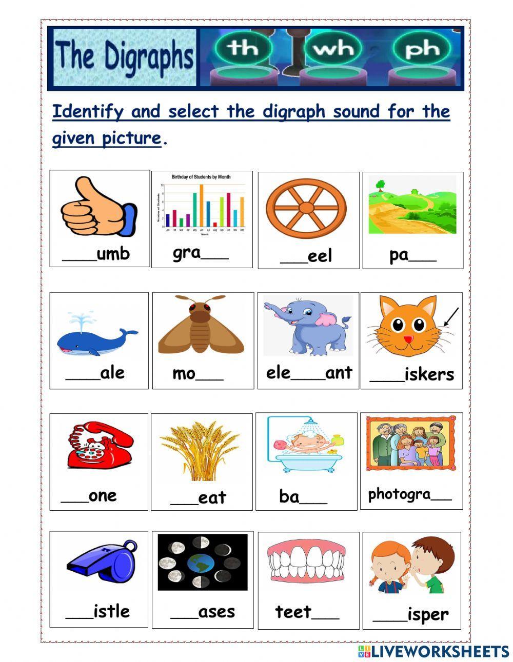Digraphs th,wh,ph sound words