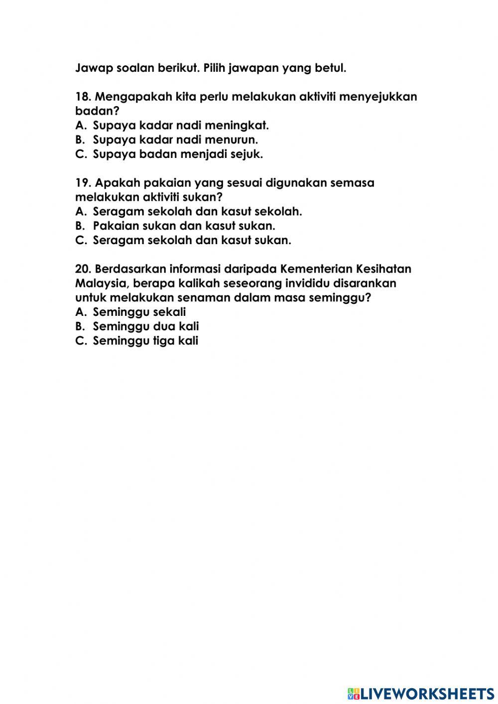 Pentaksiran Sumatif Pendidikan Jasmani Tahun 2