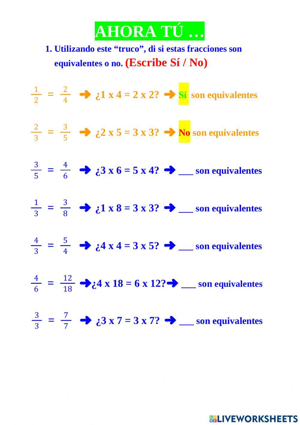 Fracciones equivalentes