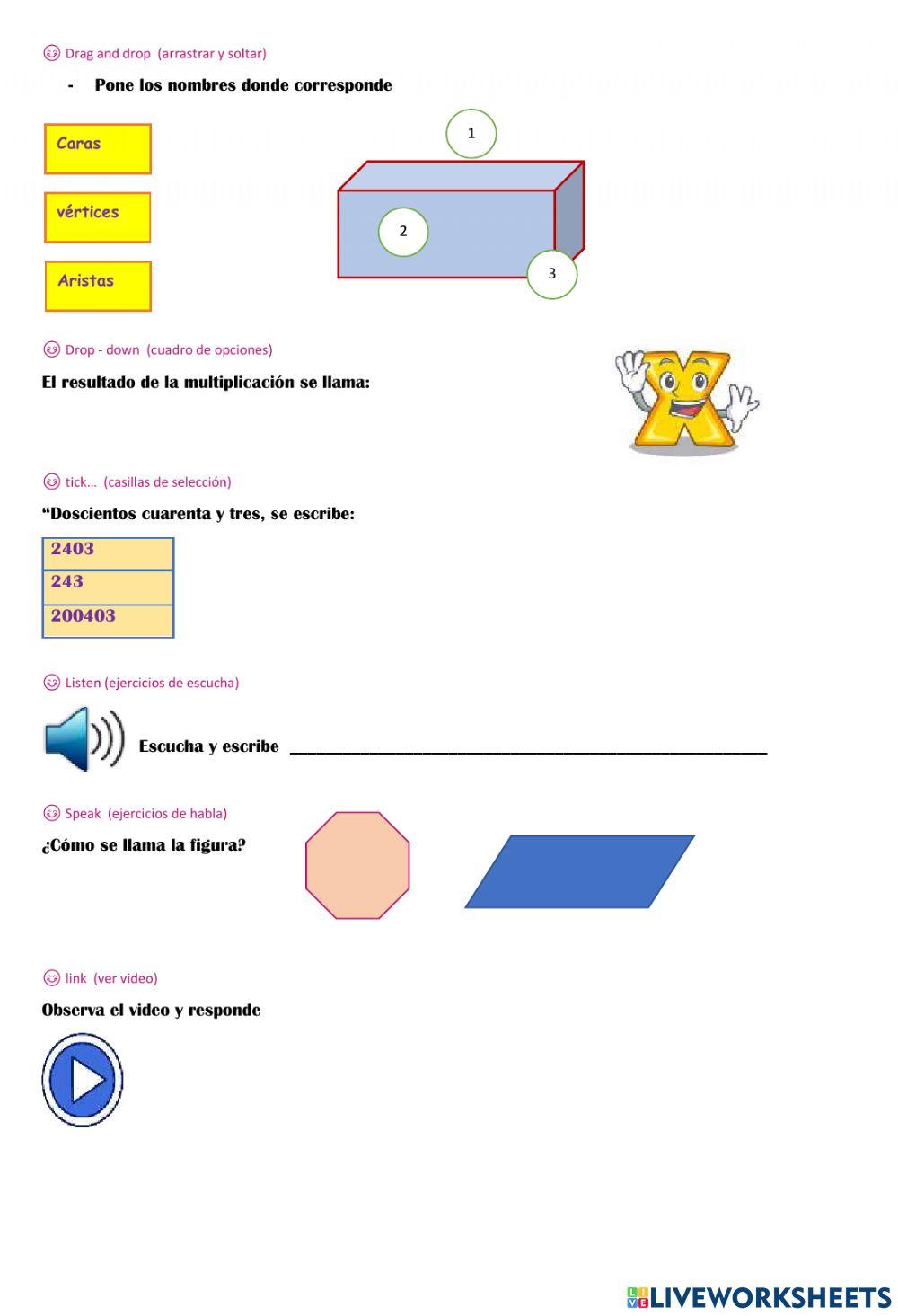 Tipos de preguntas Liveworksheet