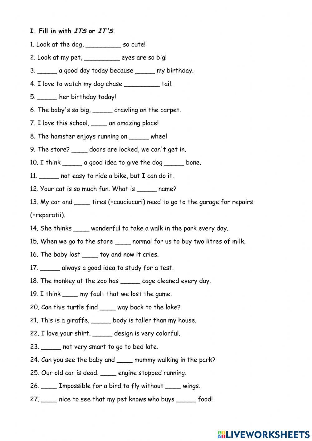 Spelling, to be, possessive adjectives