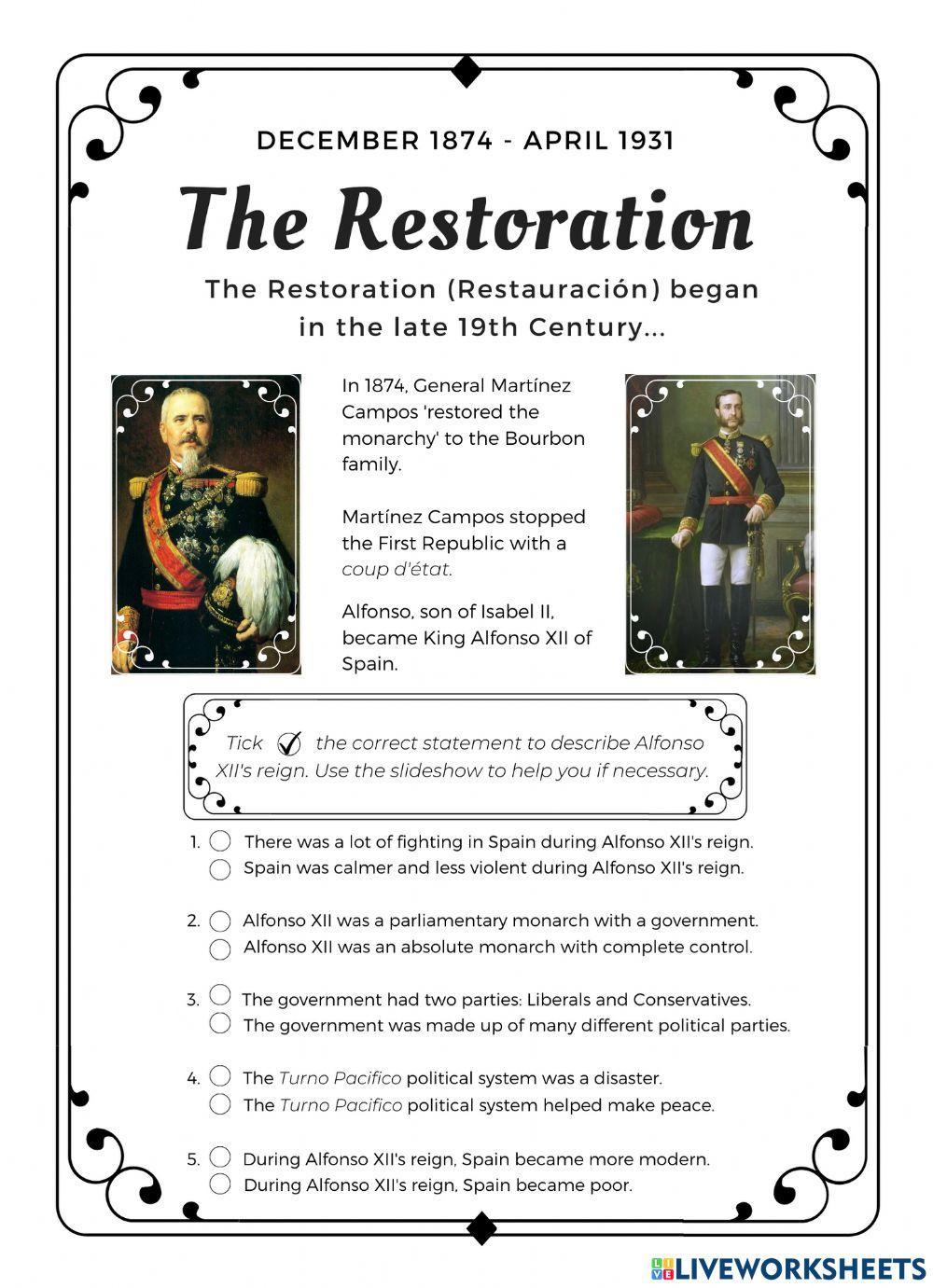 The Restoration: Alfonso XII of Spain