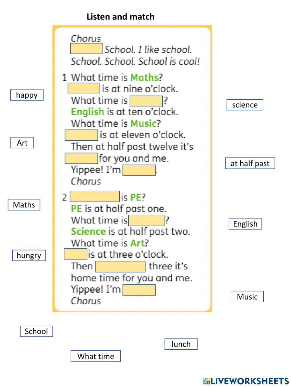 3º the song What time is...?
