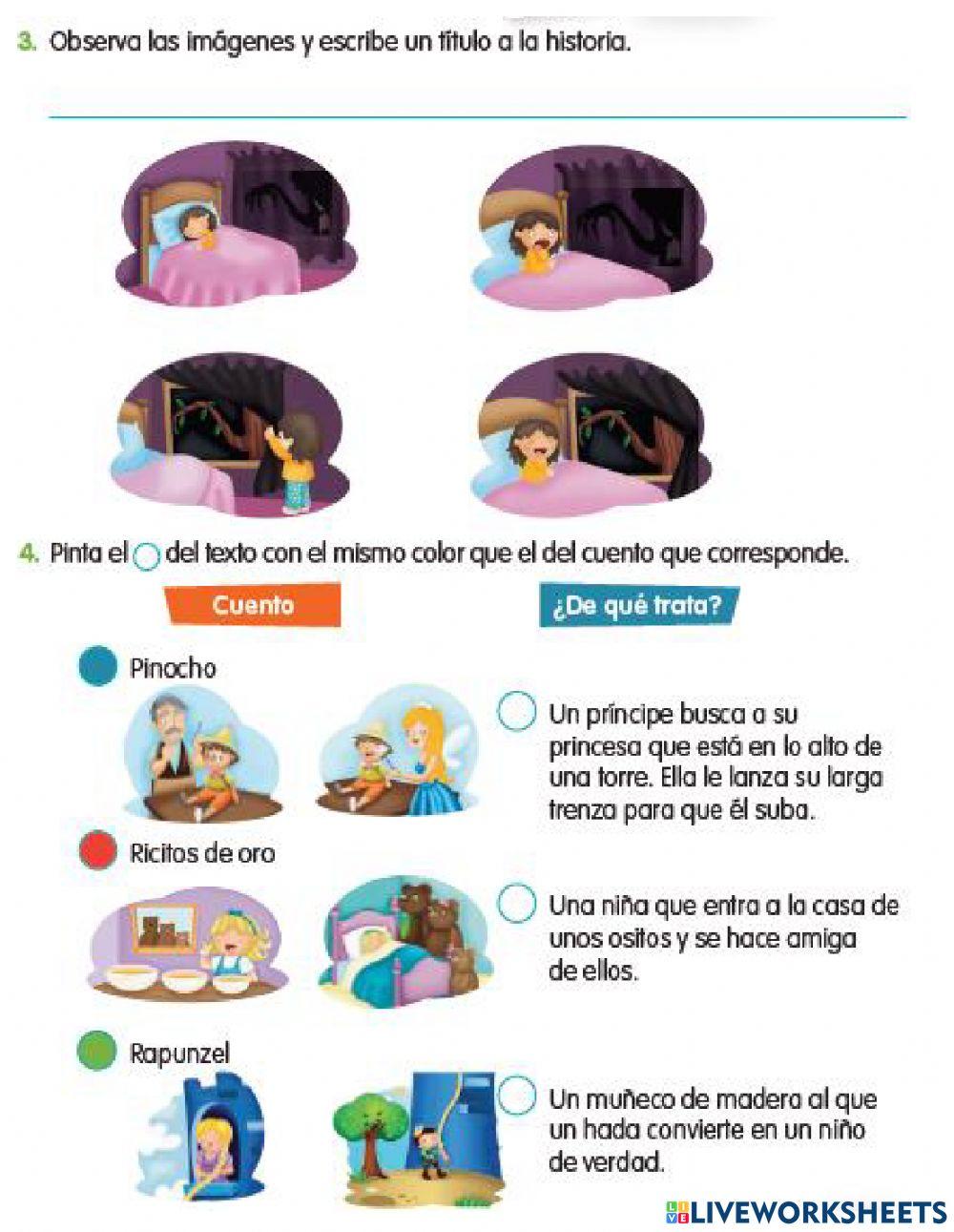 Evaluacion cuentos, verbos y oraciones