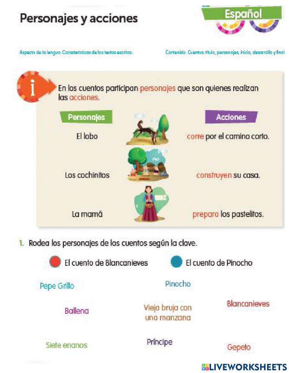 Evaluacion cuentos, verbos y oraciones