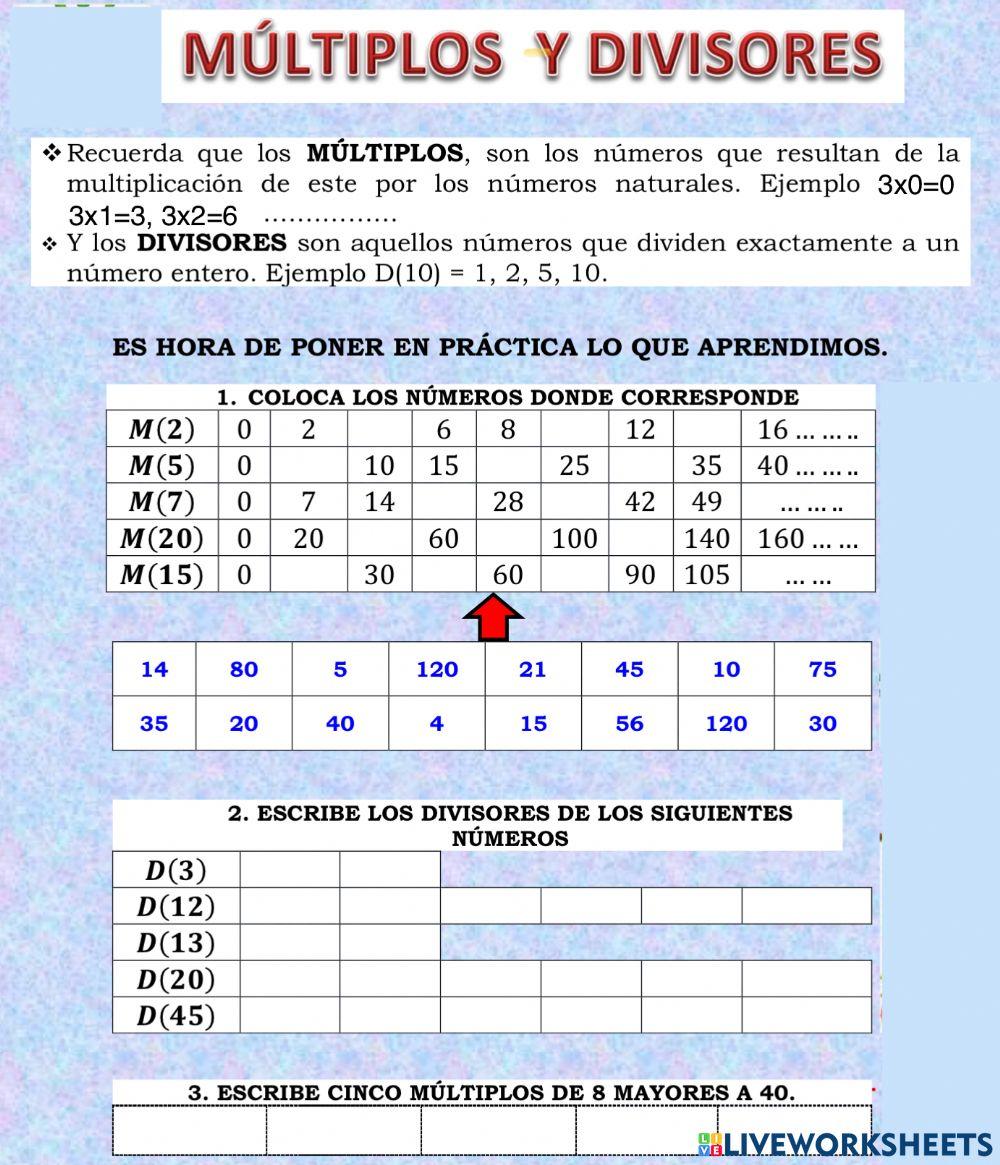 Los múltiplos y los divisores