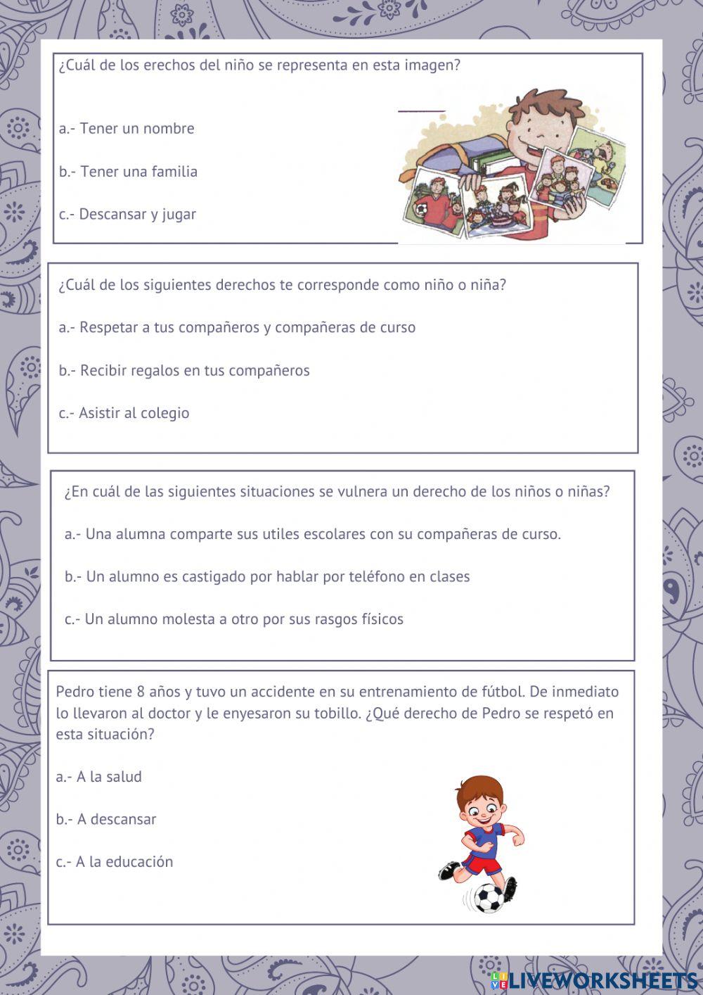 Evaluación derechos y deberes de los niños y niñas