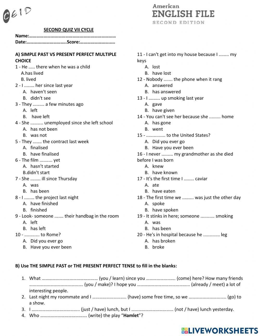 SECOND QUIZ VII CYCLE