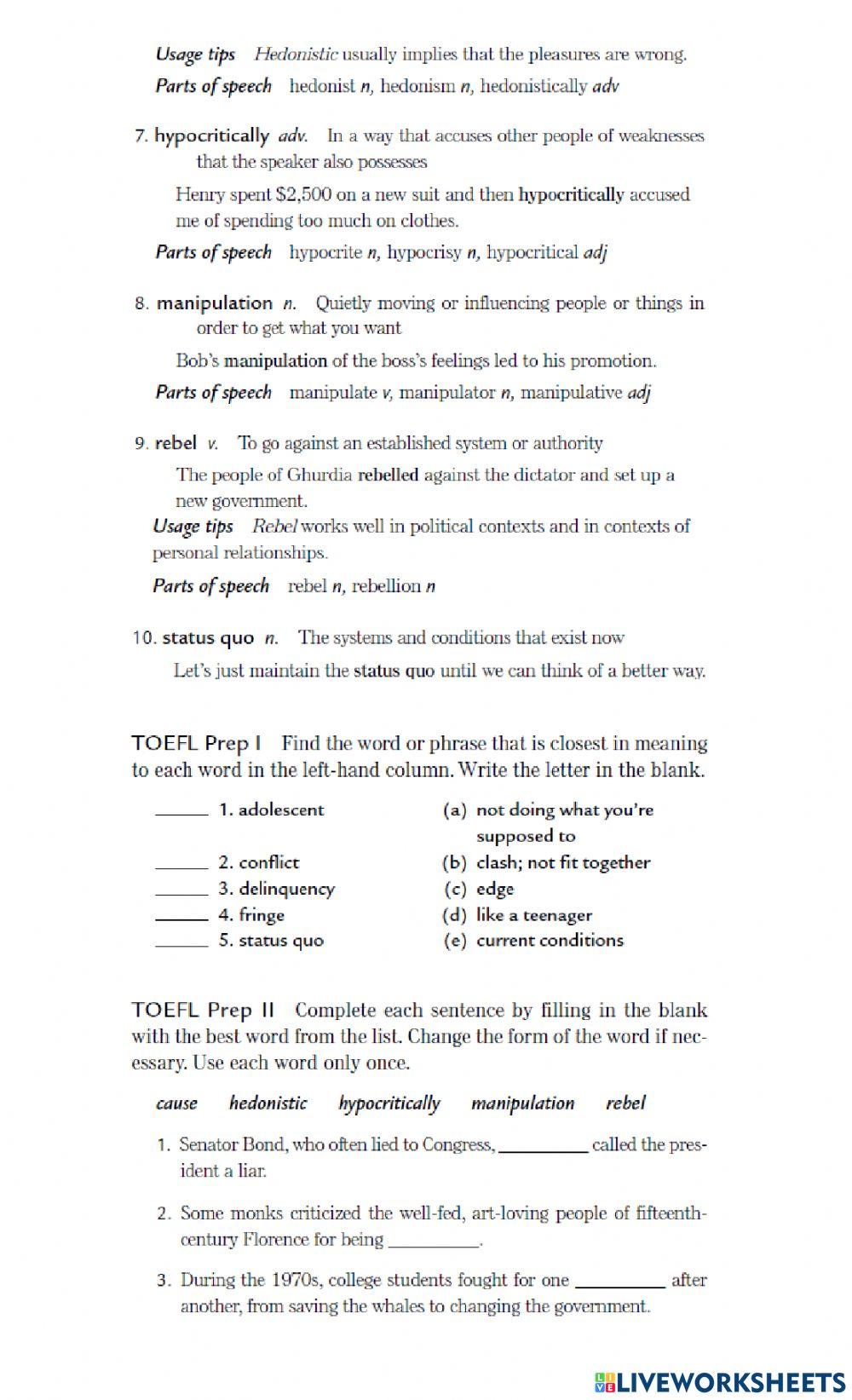 Vocabulary ITP L36 and 37