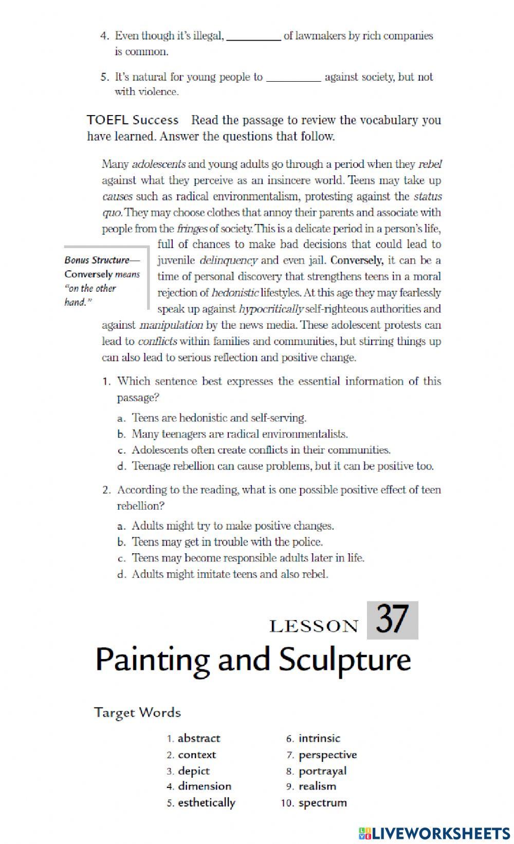 Vocabulary ITP L36 and 37