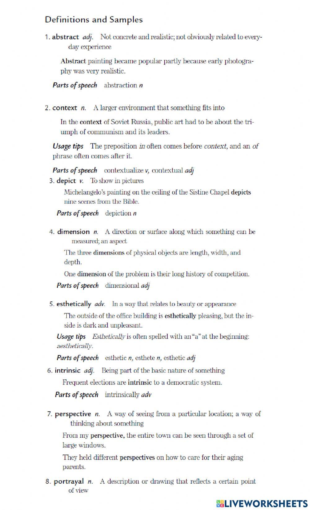 Vocabulary ITP L36 and 37