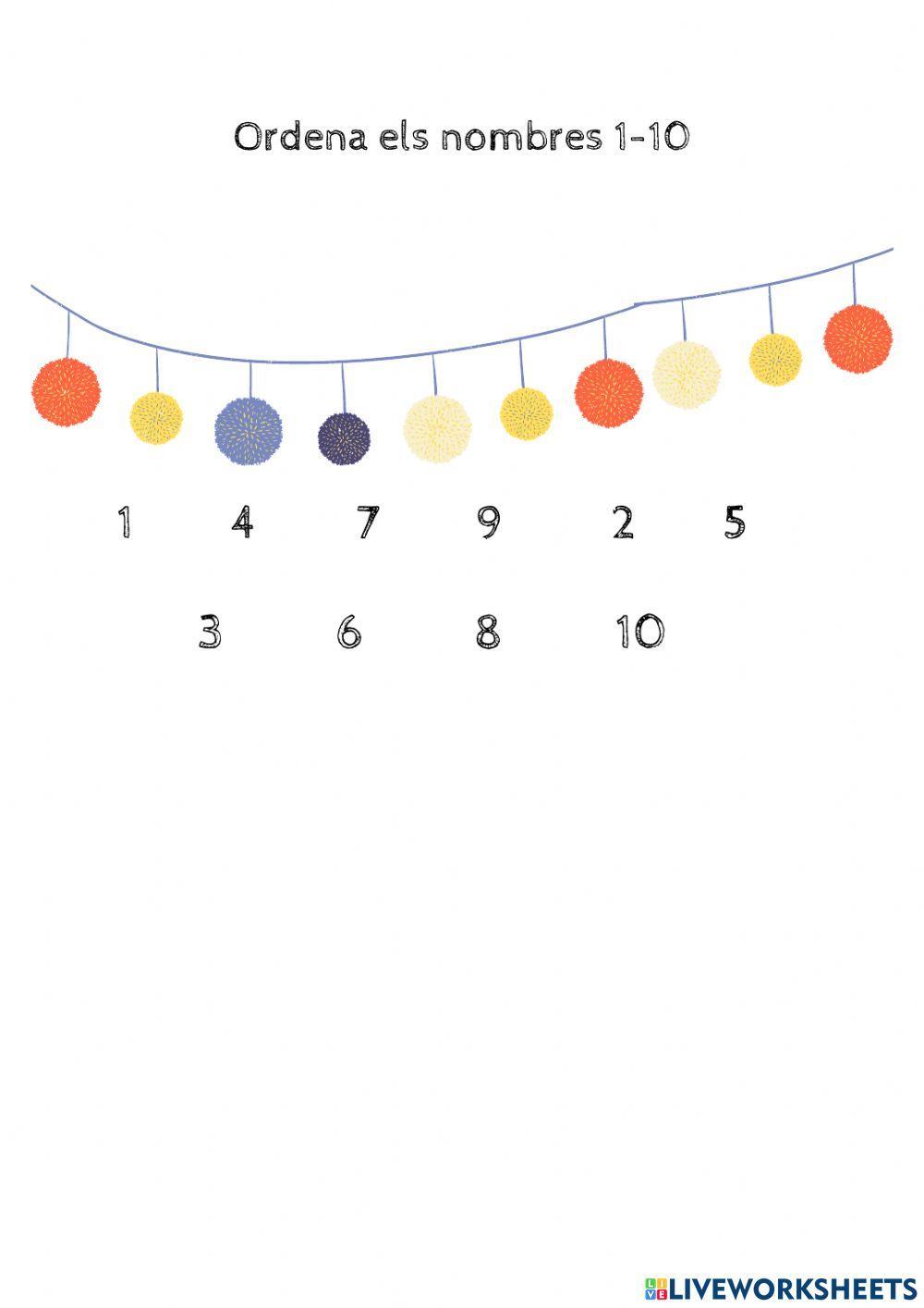 Ordena els nombres del 1 al 10