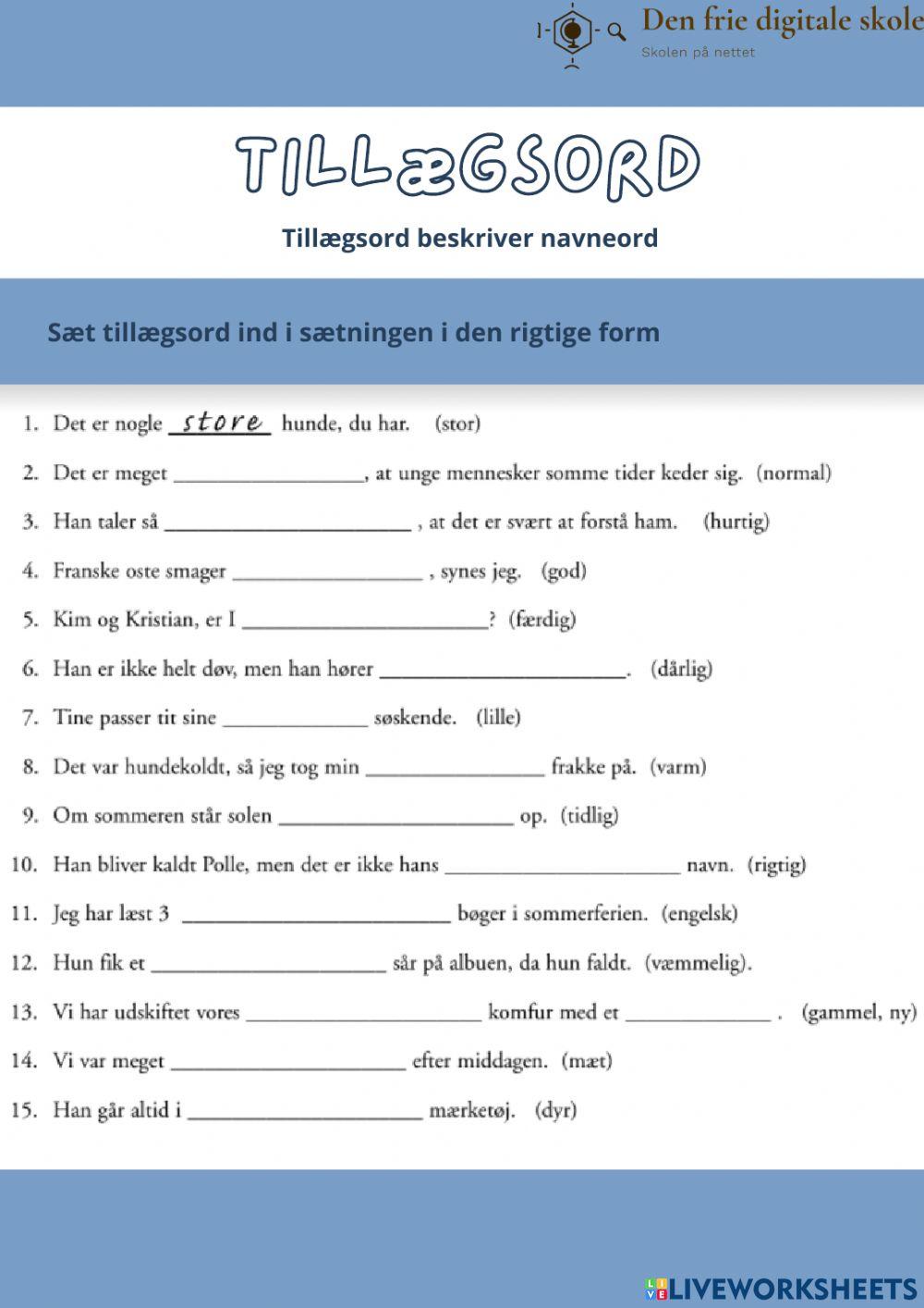 Tillægsord Tillægsord