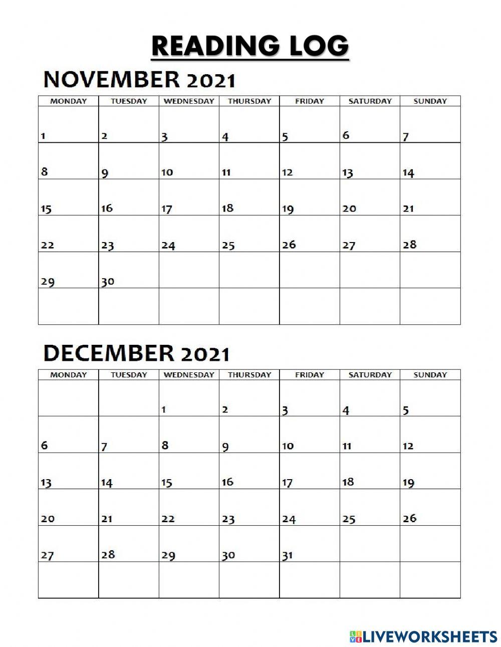 November December 2021 Reading Log