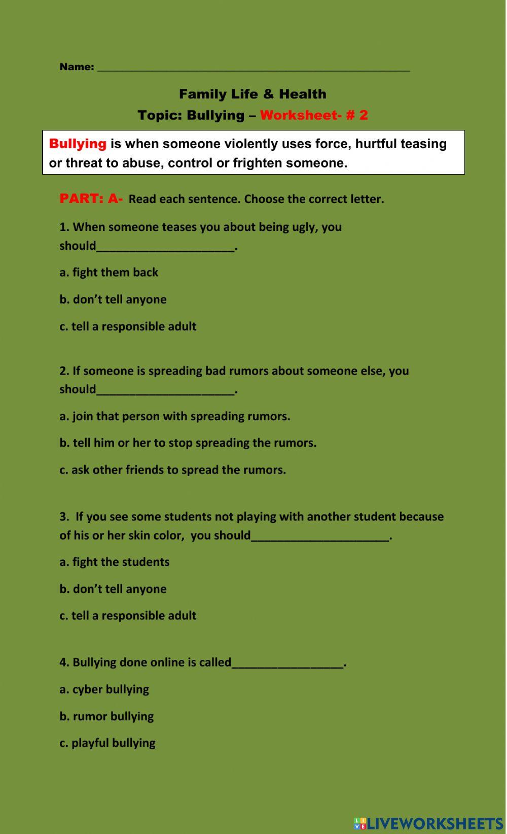 Bullying- Worksheet-2