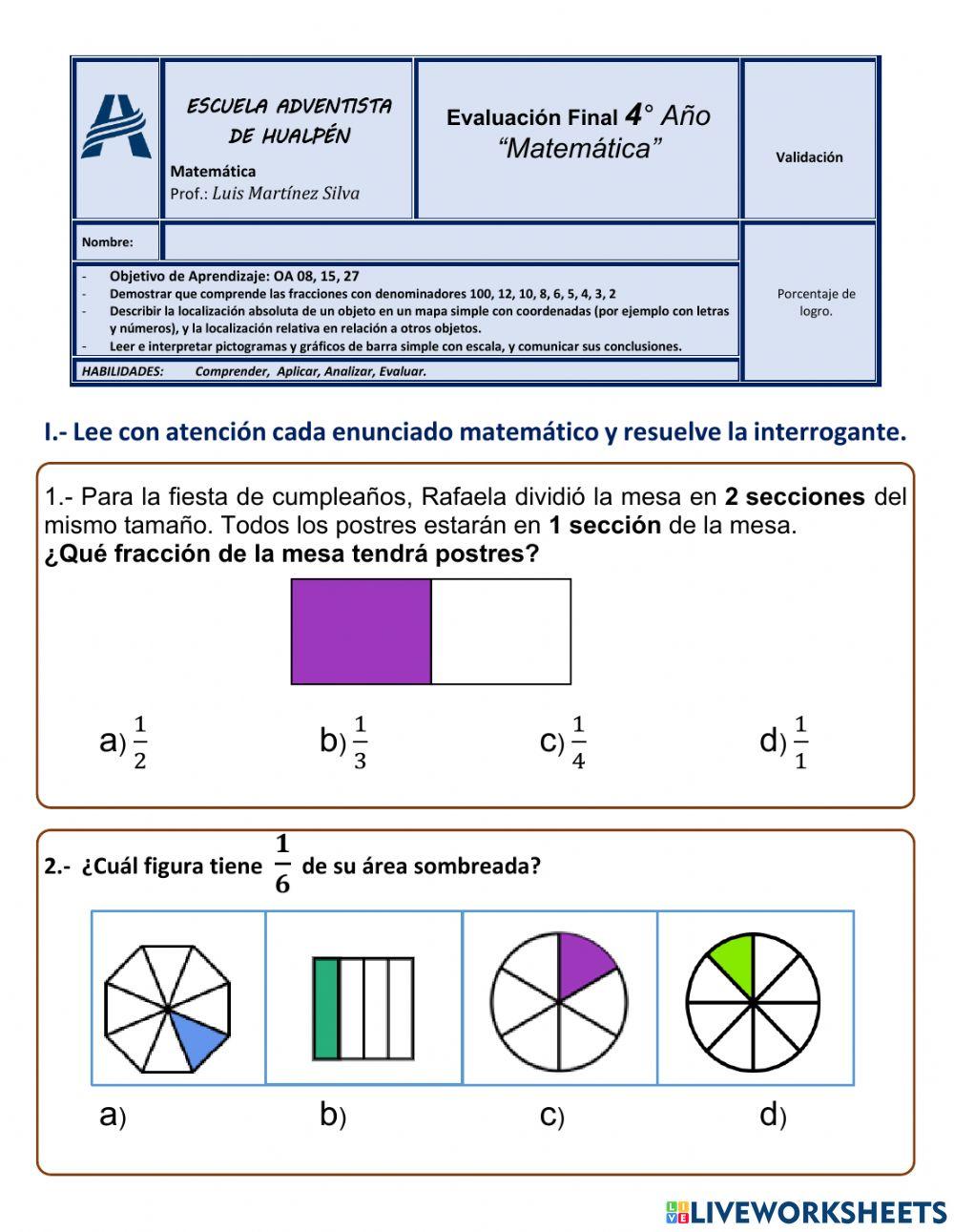 Evaluación Final - Matemática