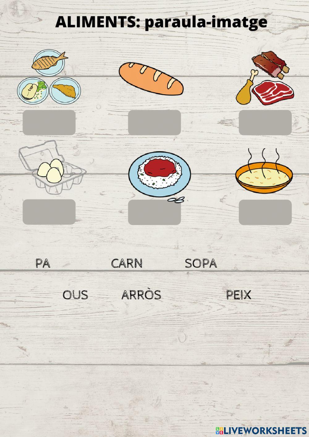 Aliments: associa imatge-paraula