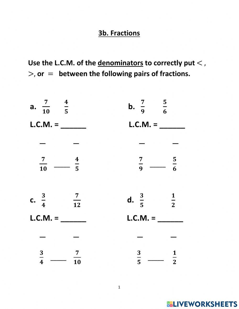 Comparing Fraactions